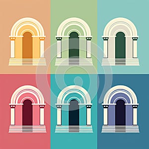 set of four abstract geometric building icons photo