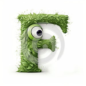 Grassy Letter E With Eyes Illustration In Zbrush Style photo