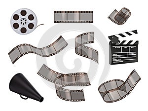 Photo film tape. Cinema stripped studio movie tape decent vector realistic illustrations