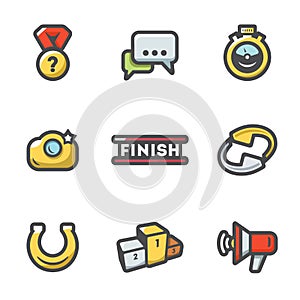 Photo finish Icons Set. Vector Illustration.