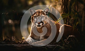 photo of Florida panther in its natural habitat. Generative AI