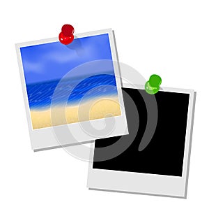 Photo frame with beach and empty photo frame