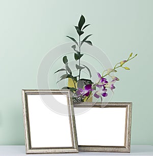 Photo frame and flowers