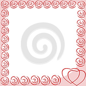 Photo frame with hearts and abstract roses