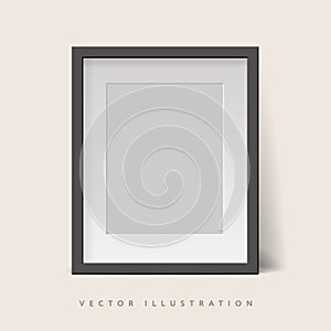 Photo Frame mockup isolated on white, realistic black frame, vector illustration. Empty framing template for picture