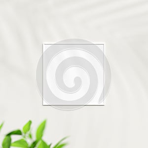 Photo frame mockup on white wall. Poster mockup. Clean, modern, minimal frame. Minimalist background. Blank picture frame mockup.
