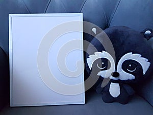 Photo frame. Picture and cuddly bear