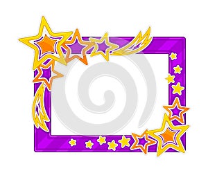 Photo Frame or Picture Frame Decorated with Scattered Stars Vector Illustration