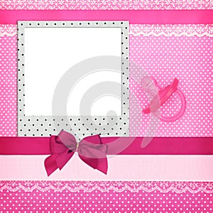 Photo frame and pink pacifier