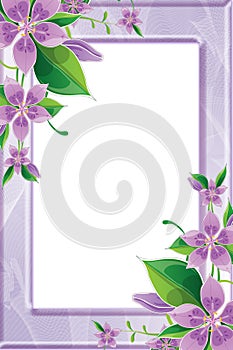 Photo frame with purple flowers