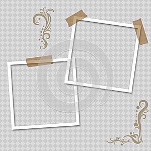 Photo Frame, Realistic paper instant photograph. Template design. Vector