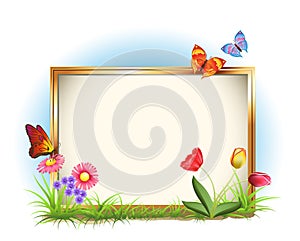 Photo frame with spring flowers