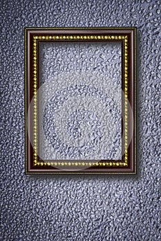 Photo frame on water drops background
