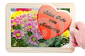 Photo frames with flowers image and heart