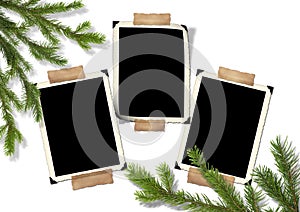 Photo-framework retro and Christmas tree