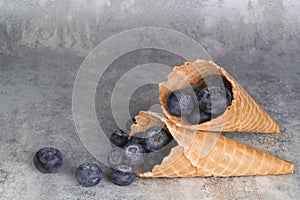 photo of Fresh blueberries on background