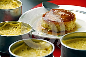 Photo of freshly cooked Leche Flan on a table