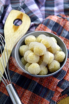 Milk and potato candy balls or Pastillas de patatas photo