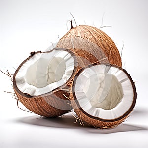 photo of freshy coconuts, white background