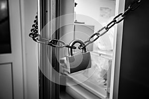Photo of fridge locked by chain