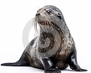 photo of fur seal isolated on white background. Generative AI