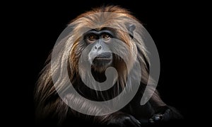 photo of gelada on black background. Generative AI