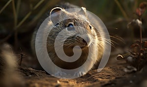 photo of gerbil rodent in its natural habitat. Generative AI