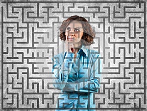 Girl before a labyrinth