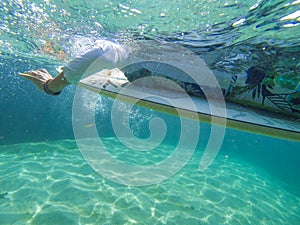 Photo of a girl on a surfboard