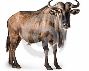 photo of gnu Connochaetes isolated on white background. Generative AI