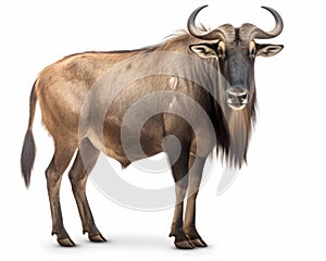 photo of gnu Connochaetes isolated on white background. Generative AI