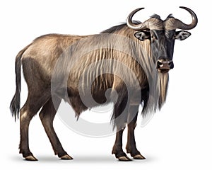 photo of gnu Connochaetes isolated on white background. Generative AI