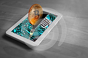Bitcoin digital cryptocurrency gold coin photo
