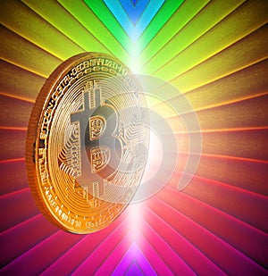 Bitcoin digital cryptocurrency gold coin