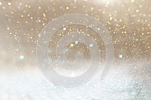 Photo gold and silver glitter lights background