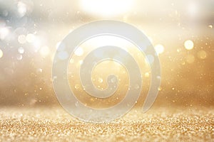 Photo of gold and silver glitter lights background