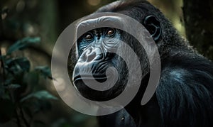 photo of gorilla in its natural habitat. Generative AI