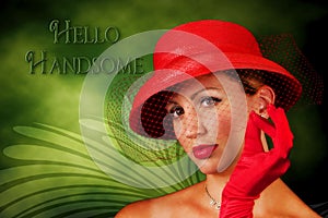 Photo/Graphic Vintage Red Hat Lady