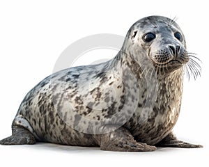 photo of gray seal isolated on white background. Generative AI