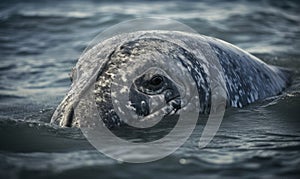 photo of gray whale in its natural habitat. Generative AI