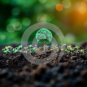 Photo Green initiative Planting trees signifies efforts to reduce CO2 emissions