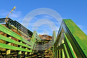 Green wooden stairs at Porto Covo - Portugal