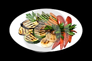 Photo of grilled vegetables on a white plate