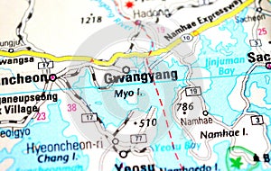 A photo of Gwangyang on a map photo