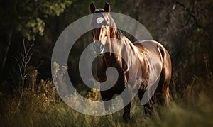 photo of Hackney show horse in its natural habitat. Generative AI