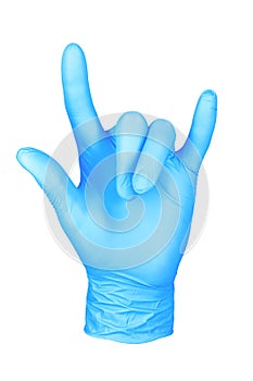 Photo hand isolated glove gesture rockenroll