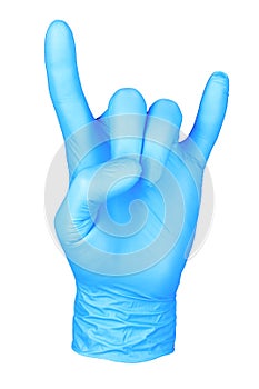 Photo hand isolated glove gesture rockenroll