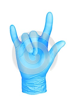 Photo hand isolated glove gesture rockenroll