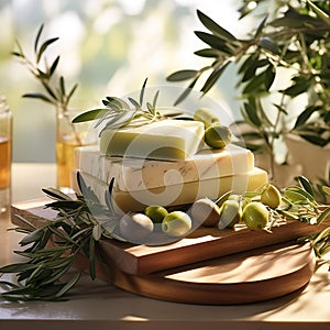 A photo of handmade olive soap generated by artificial intelligence