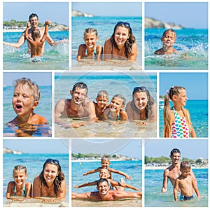Photo of happy family on the beach